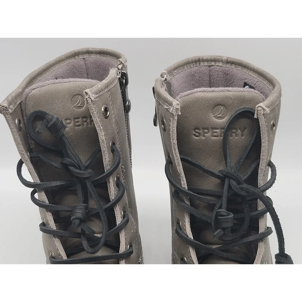Sperry Saltwater‎ 2.0 Women's Size 8 Grey Black Leather Duck Boots STS88265